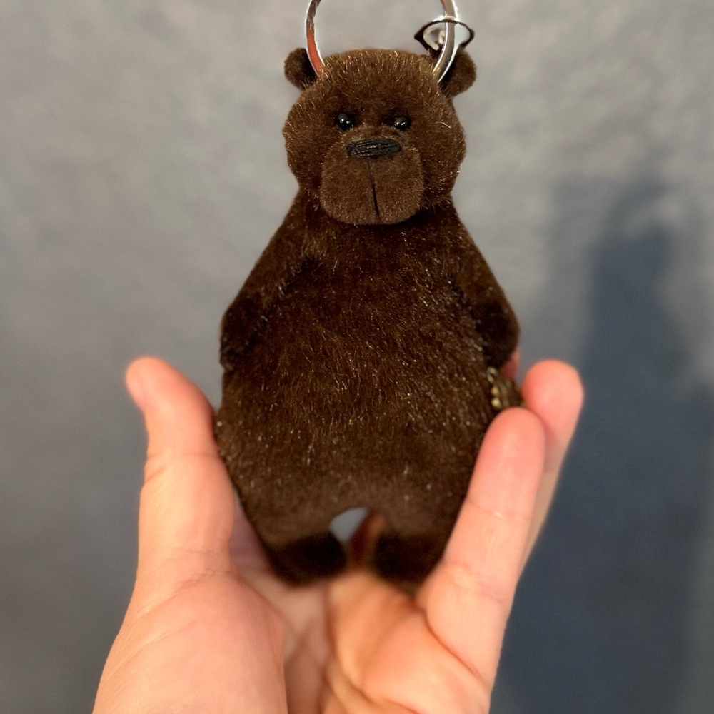 Handmade Brown Teddy Bear Plush Keychain – 4.5" Mini Plush Charm – Bag Charm